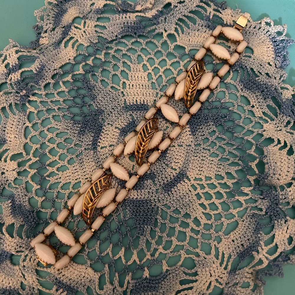 Vintage Bracelet- White and Gold Weiss Signed